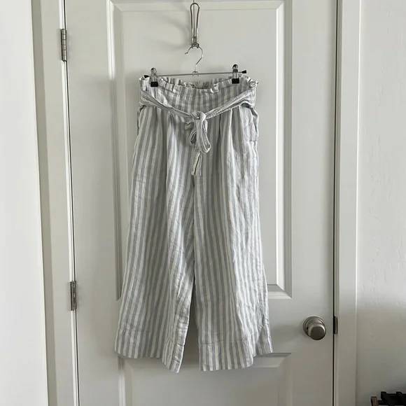 *SOLD* Madewell Paper Bag High Waisted Pant - Blue & White Stripes - Picture 2 of 6